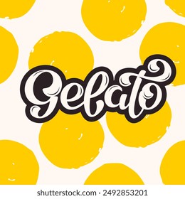 Ilustración de letras de Vector de gelato sobre fondo colorido sin costuras 