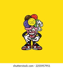gelato vector making joint and smoking nug weed cartoon