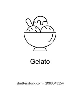 GELATO vector outline icon for web design isolated on white background