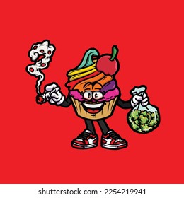 gelato vector smoking joint hold nug weed cartoon