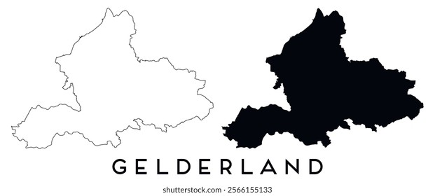 Gelderland map outline and black silhouette vector