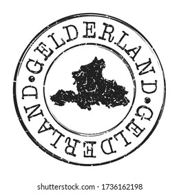 Gelderland, Netherlands Stamp Postal. A Map Silhouette Seal. Passport Round Design. Vector Icon Design Retro Travel.