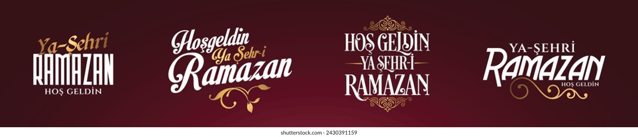 Hoş geldin ya şehri Ramazan tipografi set. Übersetzung: Willkommen bei Ramadan Typografy Set