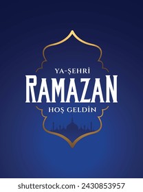 Hoş geldin ya şehri Ramazan conjunto de tipografías. Traducción: Bienvenidos al Ramadán, diseño tipográfico