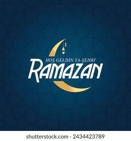 Hoş geldin ya şehri Ramazan tipografi. Übersetzung: Welcome to Ramadan