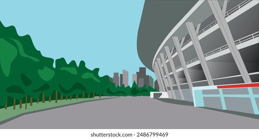 Gelora Bung Karno Stadium is the largest stadium in Indonesia. This image is a good vector for the background or wallpaper of your content