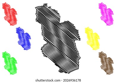 Gelsenkirchen city (Federal Republic of Germany, State of North Rhine-Westphalia, NRW, Urban district, Munster region) map vector illustration, scribble sketch Gelsenkirchen map