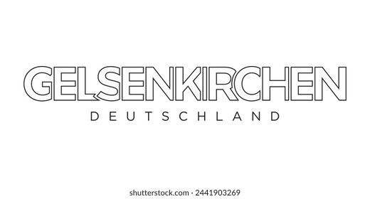 Gelsenkirchen Deutschland, modern and creative vector illustration design featuring the city of Germany as a graphic symbol and text element, set against 