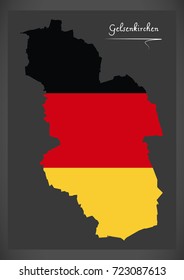 Gelsenkirchen map with German national flag illustration