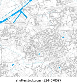 Gelsenkirchen, North Rhine-Westphalia, Germany high resolution vector map with editable paths. Bright outlines for main roads. Use it for any printed and digital background. 