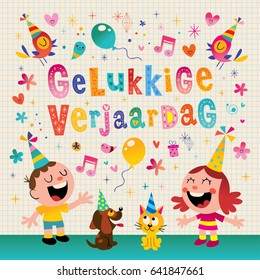 gelukkige verjaardag Dutch Holland Netherlands Happy birthday greeting card