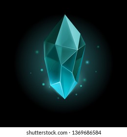 Gem or Crystal. Magic Diamond, Accessory for a Little Princess. Precious Gem Icon. Luxury Symbol on the Black Background