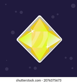 Gem Diamond Form Polygonal Gelb Gelb Weiß Shiny farbige Schatz Cartoon Vektordesign