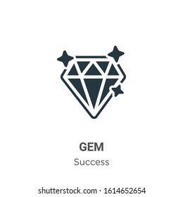 Gem glyph icon vector on white background. Flat vector gem icon symbol sign from modern success collection for mobile concept and web apps design.
