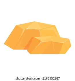 Gem gold icon cartoon vector. Golden stone. Material pile