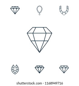 Gem icon. collection of 7 gem outline icons such as diamond, necklace. editable gem icons for web and mobile.