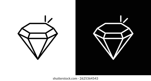 Traçado de conceito de ícone da gem no plano de fundo branco
