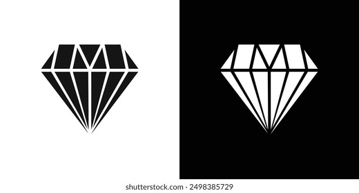 Gem icon flat line symbol set.