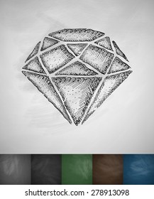 gem icon. Hand drawn vector illustration. Chalkboard Design