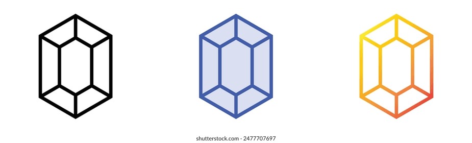 gem icon. Linear, Blue Fill and Gradient Style Design Isolated On White Background