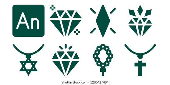  gem icon set. 8 filled gem icons. Simple modern icons about  - Necklace, Animate, Diamond, Gem, Jewelry