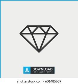 Gem Icon. Simple Outline Gem Vector Icon. On White Background.