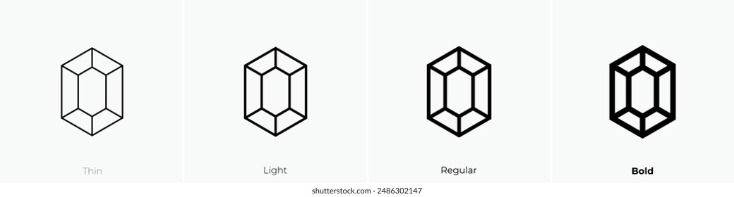 gem icon. Thin, Light Regular And Bold style design isolated on white background