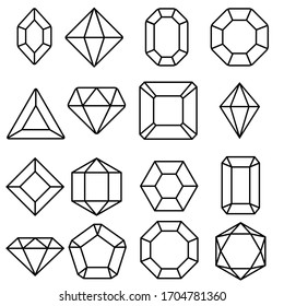 Gem Icon Vector Set. Geometric Gems Diamonds Illustration Sign Collection. Sapphire Precious Jewels Symbol.