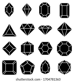 Gem Icon Vector Set. Geometric Gems Diamonds Illustration Sign Collection. Sapphire Precious Jewels Symbol.