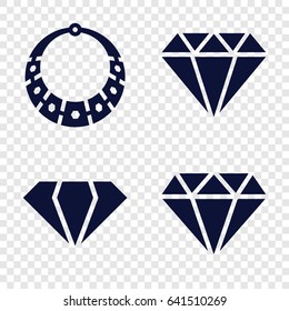 Gem icons set. set of 4 gem filled icons such as gem, diamond