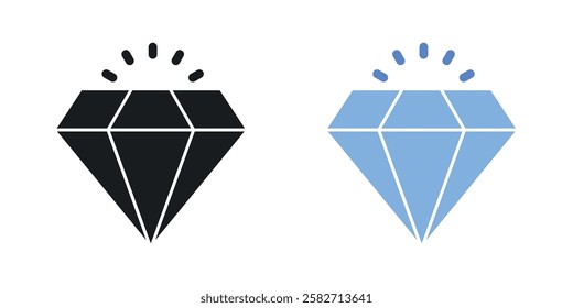 Gem icons set vectors black and colored style