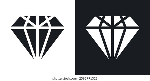 Gem icons set vectors black and colored style