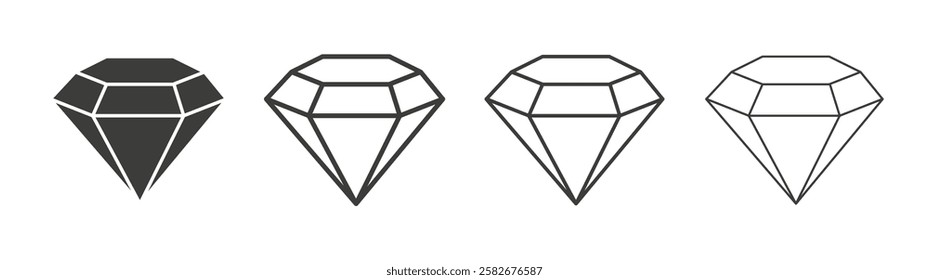 Gem icons set vectors graphic designs
