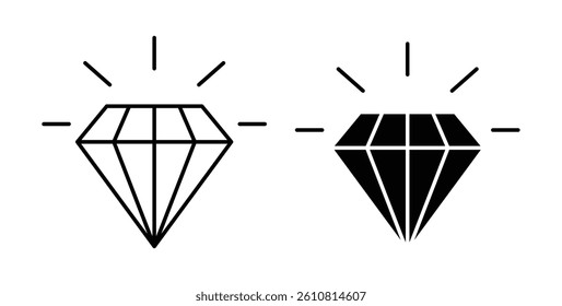Gem icons. thin line vector icons