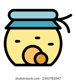 Gem jar icon outline vector. Vegan meat. Junk plant color flat