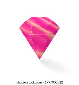 Gem jewel gemstone vector icon illustration. Purple jewelery isolated on the white background
