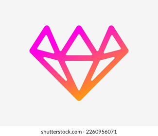 Gem Jewel Precious Diamond Gemstone Jewelry Brilliant Luxury Line Art Colorful Vector Logo Design
