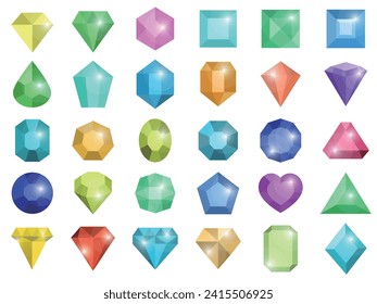 Gem and jewelry and diamond icon vector collection