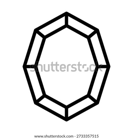 Gem line black icon. Diamond geometric simple sign. Brilliant, jewel, precious stone, gemstone symbol. Isolated on a white background. Vector illustration. Flat design, editable stroke.