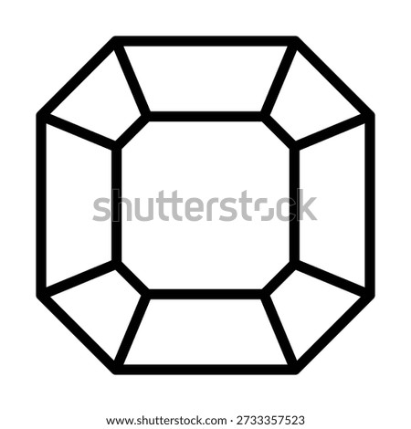 Gem line black icon. Diamond geometric simple sign. Brilliant, jewel, precious stone, gemstone symbol. Isolated on a white background. Vector illustration. Flat design, editable stroke.