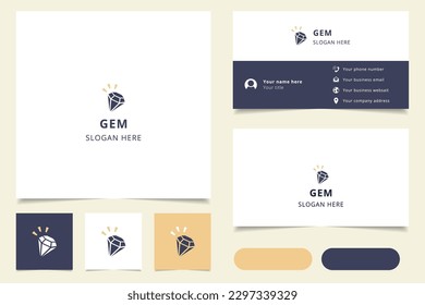Gem logo design with editable slogan. Branding book and business card template.