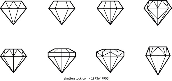 Diseño vectorial de iconos de contorno de gema 