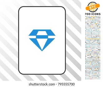 Gem playing card pictogram with 7 hundred bonus bitcoin mining and blockchain clip art. Flat vector style for gambling and blockchain apps.