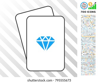 Gem playing cards pictogram with 7 hundred bonus bitcoin mining and blockchain symbols. Flat vector images for gambling and blockchain apps.