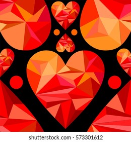 Gem Poly Geometric Heart seamless wallpaper vector for love and Valentine day 