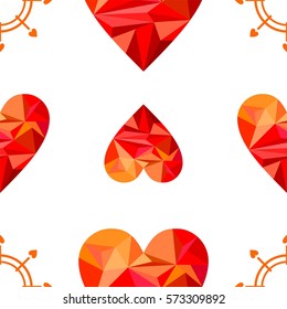Gem Poly Geometric Heart seamless wallpaper vector for love and Valentine day