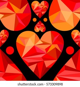 Gem Poly Geometric Heart seamless wallpaper vector for love and Valentine day