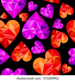 Gem Poly Geometric Heart seamless wallpaper vector for love and Valentine day