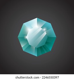 Gem, Edelstein, Spielwiebelsymbol, Vektorgrafik.