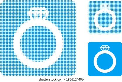 Icono de media tonalidad del anillo de joyas. El patrón de semitono contiene puntos redondos. Ilustración vectorial del icono del anillo de joyas en un fondo blanco.